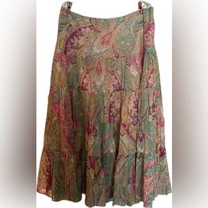 Lauren Ralph Lauren 100% Cotton Paisley Print Skirt